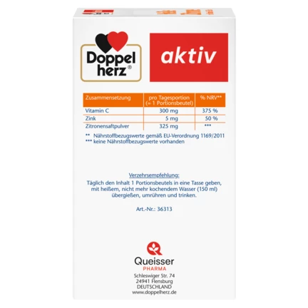 Abbildung der Produktverpackung Doppelherz aktiv Heiße Zitrone Seitenansicht links